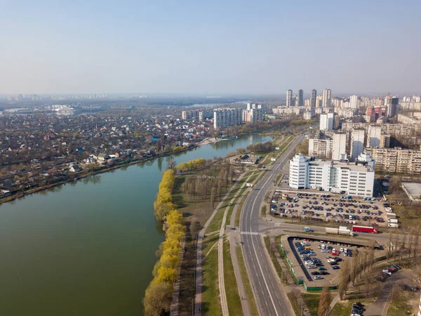 Lakes Residential Area Kiev Aerial Drone View — Stock Photo, Image