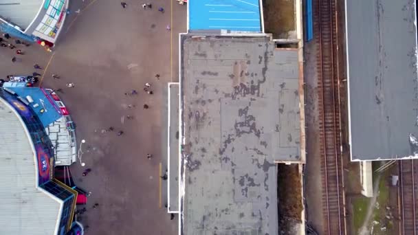 Luftaufnahme Des Eingangs Zur Bahn Station Kiew Zeitraffer — Stockvideo