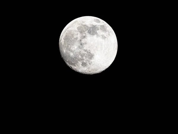 Lua Cheia Fundo Céu Preto — Fotografia de Stock