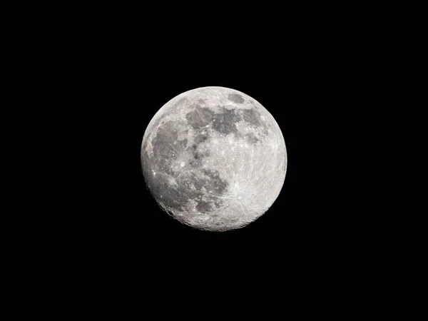 Lua Cheia Fundo Céu Preto — Fotografia de Stock