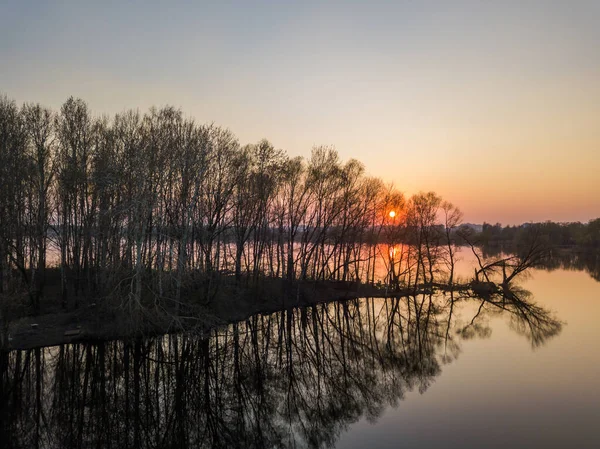 Raios Pôr Sol Através Árvores Raras Ilha — Fotografia de Stock