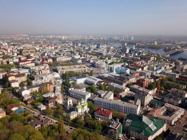 Aerial drone view of Kyiv city