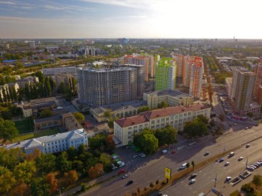 Kiev 'de bir yerleşim yeri. Hava aracı görünümü