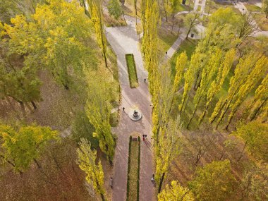 Hava aracı üst görüntüsü. Baharın başında park et.