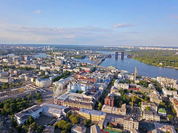 Vackra Dnepr Floden Kiev Flygdrönare — Stockfoto