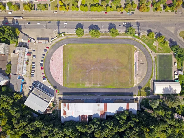 足球场空中无人驾驶飞机视图 — 图库照片