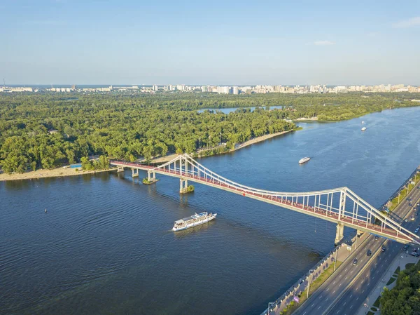 Flygdrönare Gångbro Tidigt Morgonen — Stockfoto