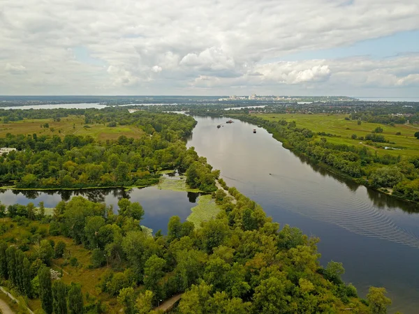 Дощові Хмари Над Дніпром Києві Повітряний Дрон — стокове фото