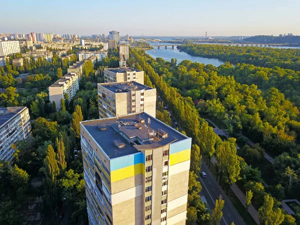 Κατοικημένη Περιοχή Στο Κίεβο Αεροφωτογραφία Τηλεκατευθυνόμενου — Φωτογραφία Αρχείου