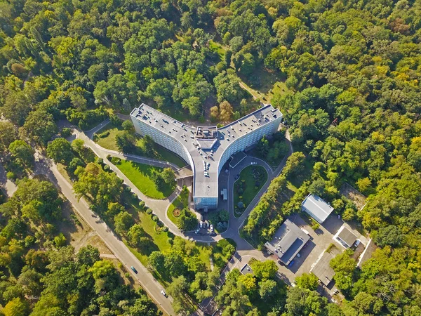 Opadavý Les Okraji Města Jaře Zobrazení Leteckých Dronů — Stock fotografie