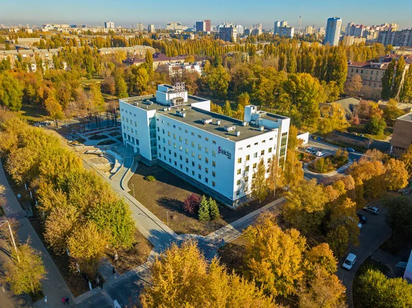 Zona Residencial Kyiv Vista Aérea Con Aviones Tripulados — Foto de Stock