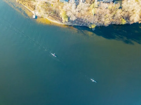 Dnieper Margem Ribeirinha Kiev Vista Aérea Drone — Fotografia de Stock