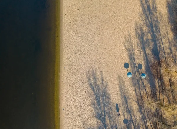 Dnieprski Brzeg Rzeki Kijowie Widok Drona Powietrza — Zdjęcie stockowe