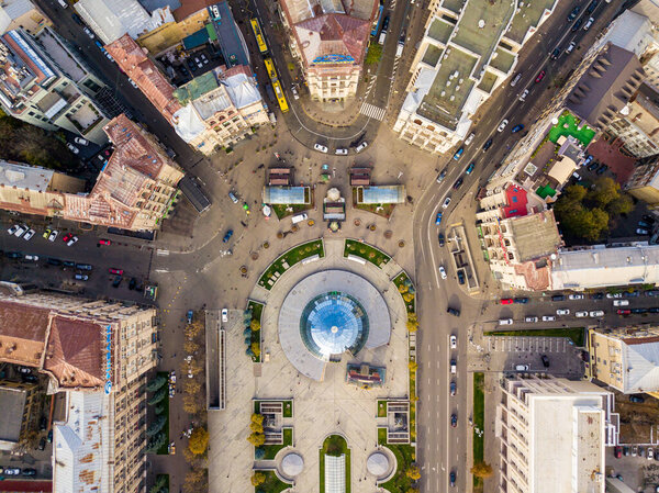 Aerial drone view of Kyiv city