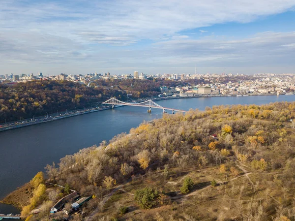 Aerial View River Park Fall — Stock Photo, Image