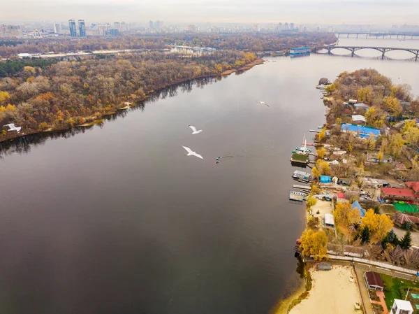 Flygfoto Utsikt Över Floden Dnepr Kiev — Stockfoto