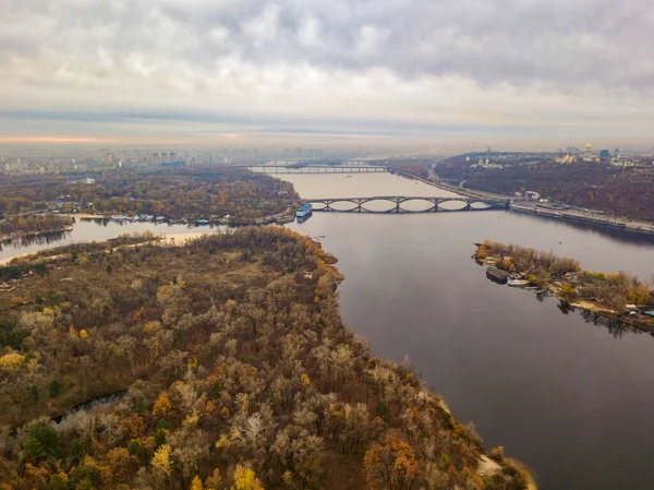 Luchtfoto Rivier Park Herfst — Stockfoto