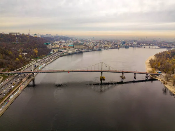Flygfoto Utsikt Över Floden Dnepr Kiev — Stockfoto