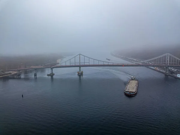 Vue Aérienne Sur Drone Pont Piétonnier Kiev — Photo