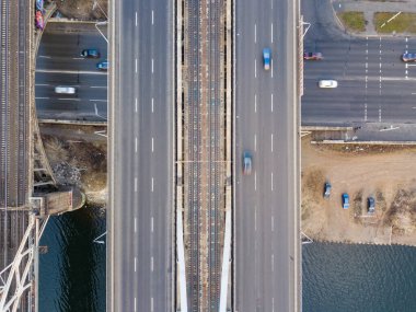 Hava aracı görüntüsü. Kyiv 'de Kavşak
