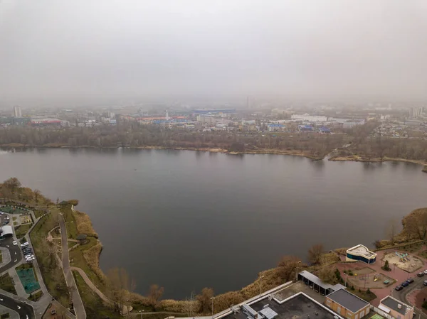 Dniepr Rive Kiev Vue Aérienne Drone — Photo