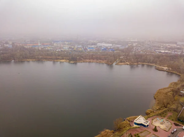 Dnjepr Ufer Kiew Drohnenblick Aus Der Luft — Stockfoto