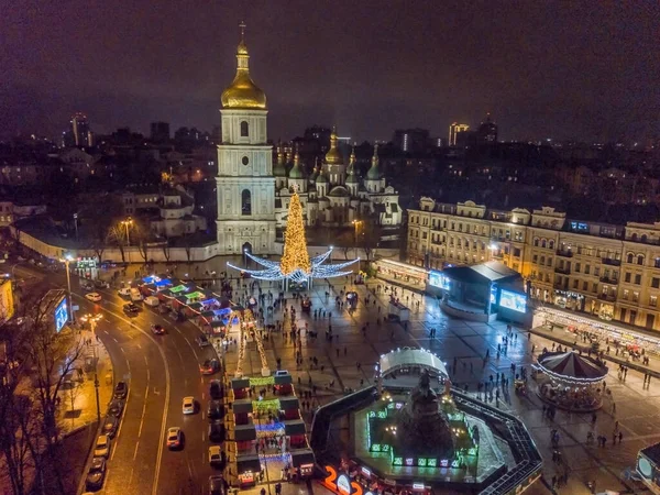 Новый Год Софийской Площади Киеве Украина — стоковое фото