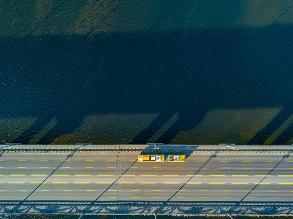 Вид Воздушного Беспилотника Мост Через Днепр Киеве — стоковое фото