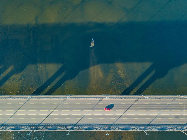Widok Lotu Ptaka Most Nad Dnieprem Kijowie — Zdjęcie stockowe