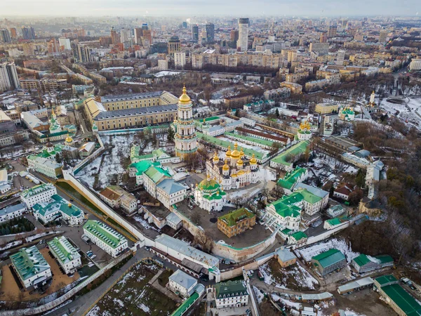 Letecký Pohled Kyjev Pechersk Lavra Večer — Stock fotografie