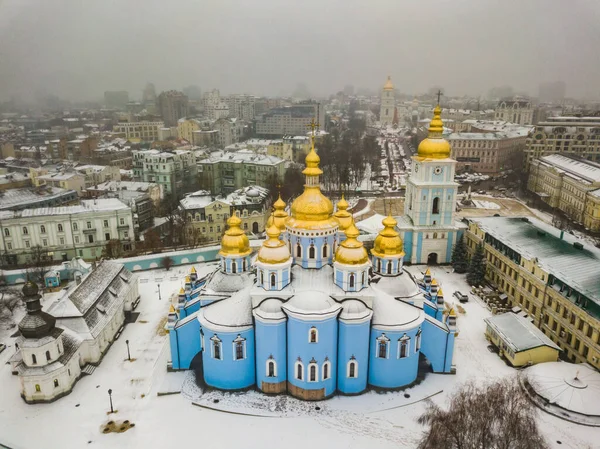 Повітряний Дрон Собор Святого Михайла Сніжну Зиму — стокове фото