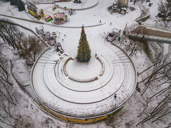Прекрасный Зимний Парк Воздушный Беспилотник — стоковое фото