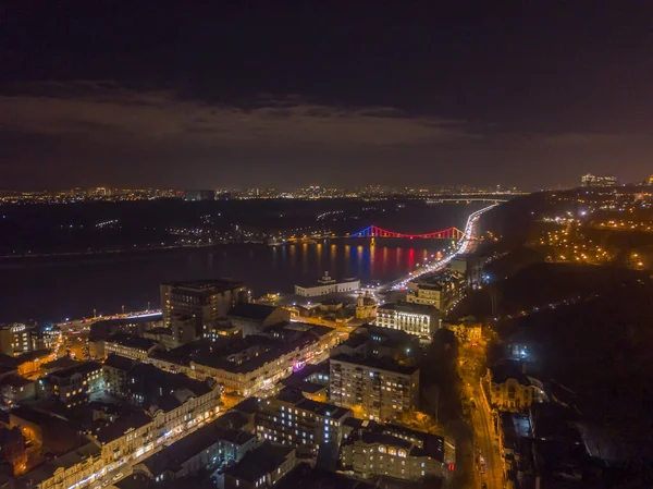 Beautiful View Dnieper River Kyiv Aerial Drone View — Stock Photo, Image