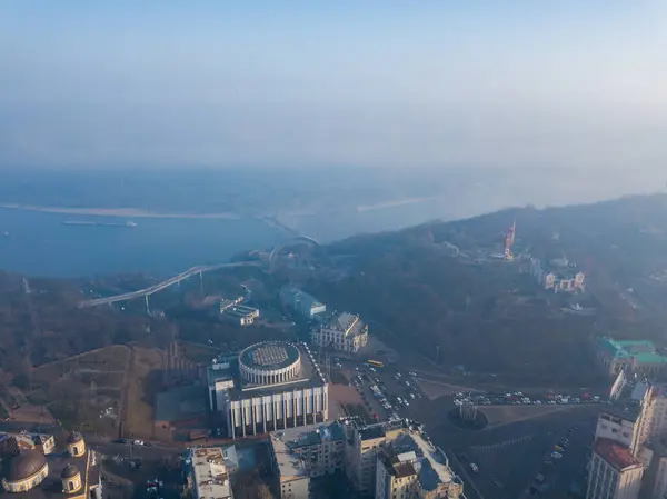 Vista Aérea Del Dron Zona Residencial Kiev — Foto de Stock