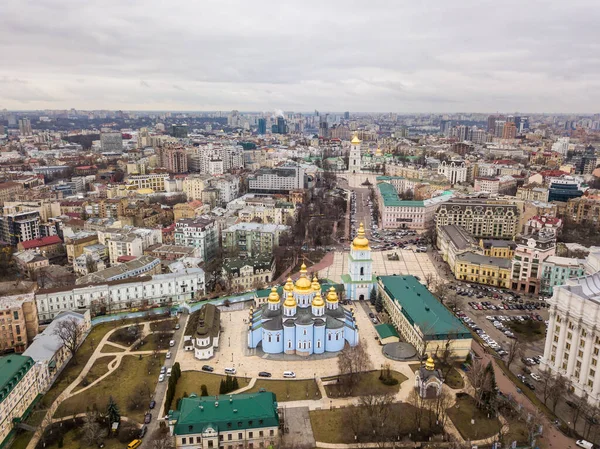 Vista Aérea Con Aviones Teledirigidos Catedral San Michaels Kiev — Foto de Stock