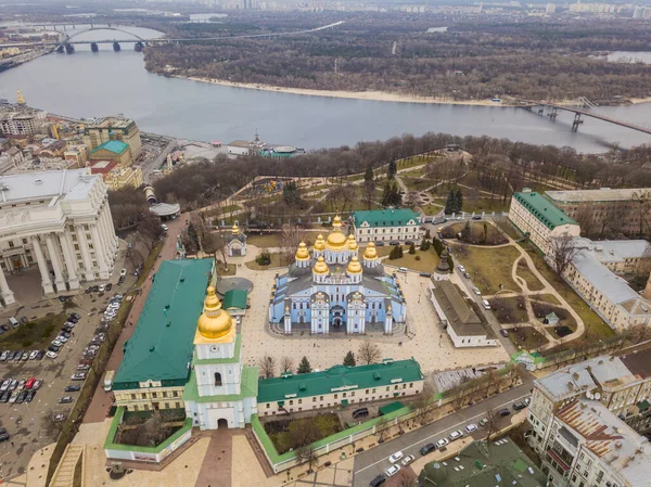 Vista Aérea Con Aviones Teledirigidos Catedral San Michaels Kiev — Foto de Stock