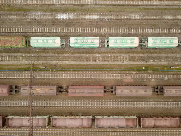 Vista Aérea Trens Antigos Cidade — Fotografia de Stock