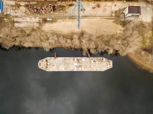 Aerial Drone View Bay Shipyard — Stock Photo, Image