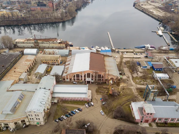 Vue Aérienne Sur Drone Chantier Naval Kiev — Photo