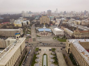 Hava görüntüsü. Kyiv 'deki Bağımsızlık Meydanı