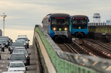 Hava aracı görüntüsü. Kyiv şehir trafiği