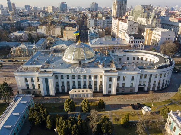 Повітряний Дрон Будівництво Верховної Ради України Законодавчим Органом — стокове фото