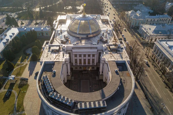 Αεροφωτογραφία Τηλεκατευθυνόμενου Κτίριο Verkhovna Rada Της Ουκρανίας Είναι Ένα Νομοθετικό — Φωτογραφία Αρχείου
