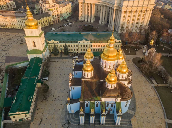 Vista Aérea Con Aviones Teledirigidos Catedral San Michaels Kiev — Foto de Stock