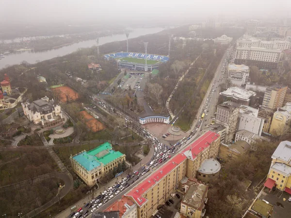 Vista Aérea Del Dron Ciudad Kiev — Foto de Stock