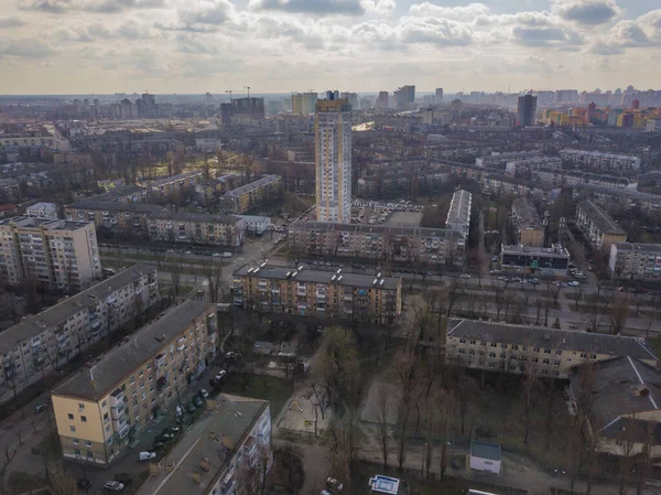 Luchtdrone Zicht Woonwijk Kiev — Stockfoto