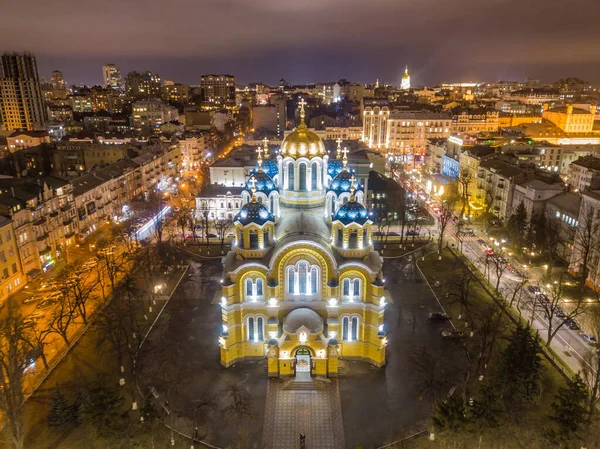 Собор Святого Владимира Киев Украина Ночью — стоковое фото