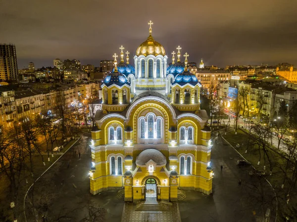 Volodymyrs Kathedraal Kiev Oekraïne Nachts — Stockfoto