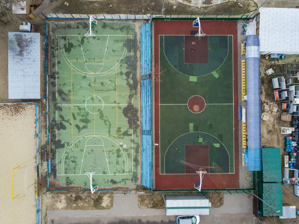 Campos Futebol Vista Aérea Drones — Fotografia de Stock