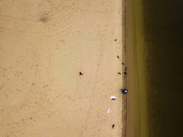 Drohnen Aus Der Luft Leere Strandbäder Winter — Stockfoto